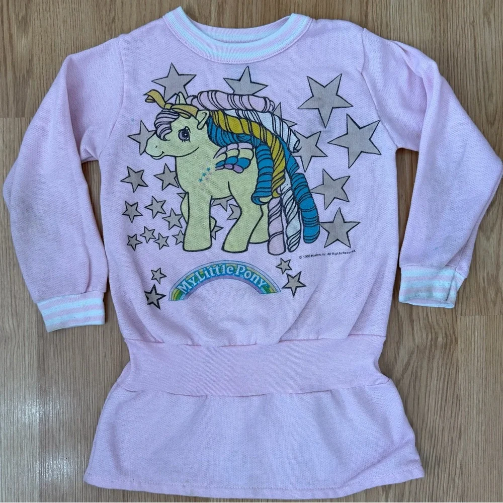 Vintage 1990 My Little Pony Pink Girl's Sweatershirt Dress 8